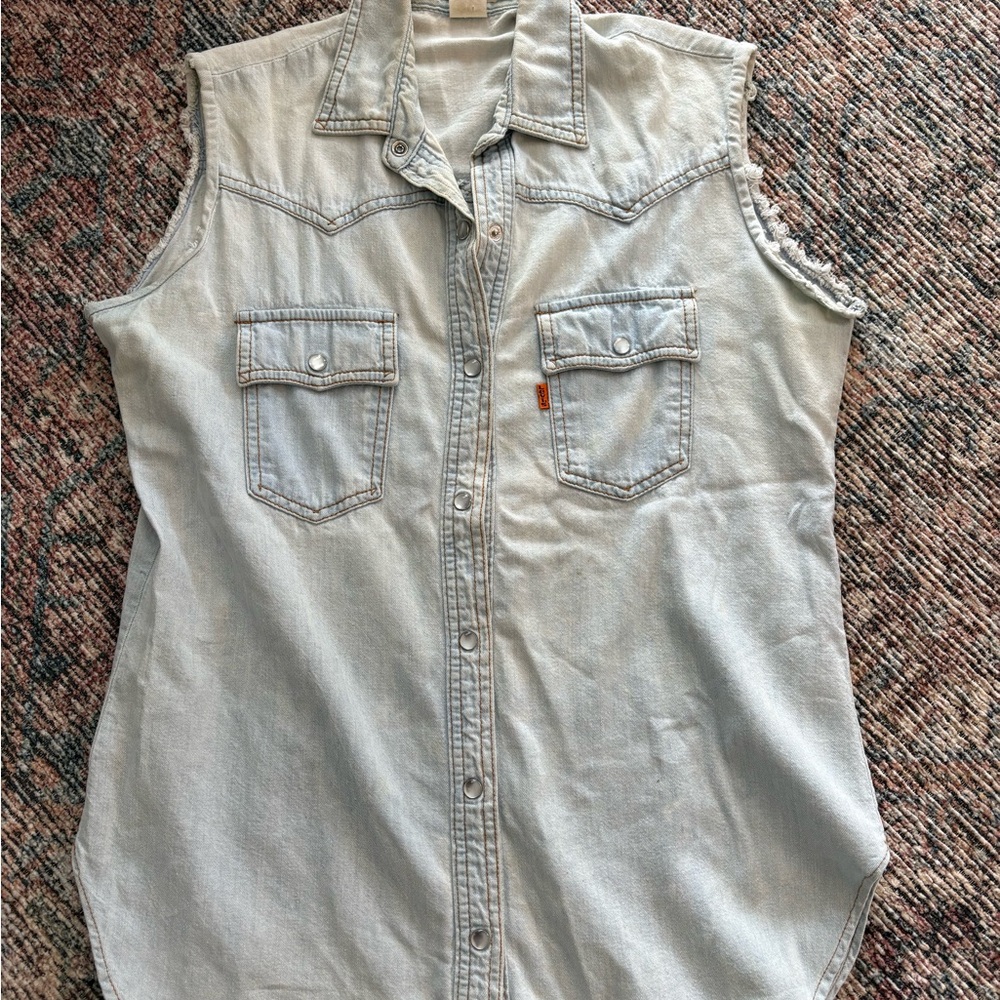 Vintage Levi’s Orange Tab Pearl Snap Cut Off Shirt